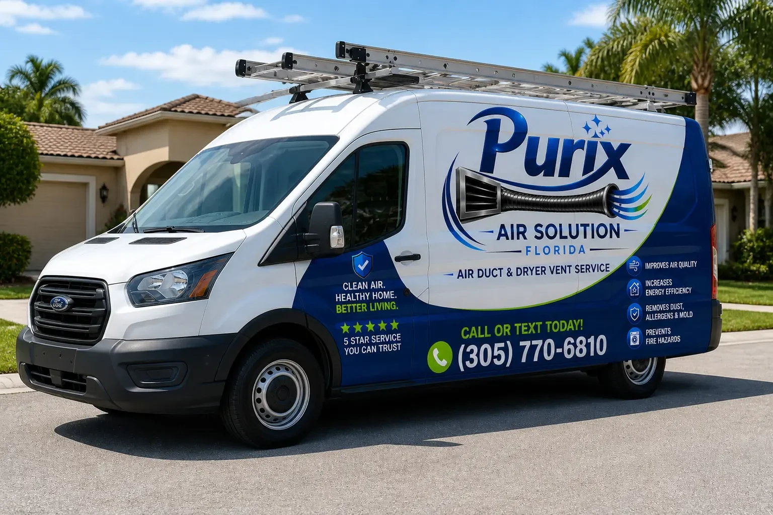 Purix service van parked outside a South Florida home